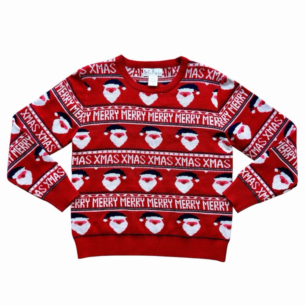 Cotton Emporium Santa Clause Fair Isle Ugly Christmas Sweater Youth Medium 10-12